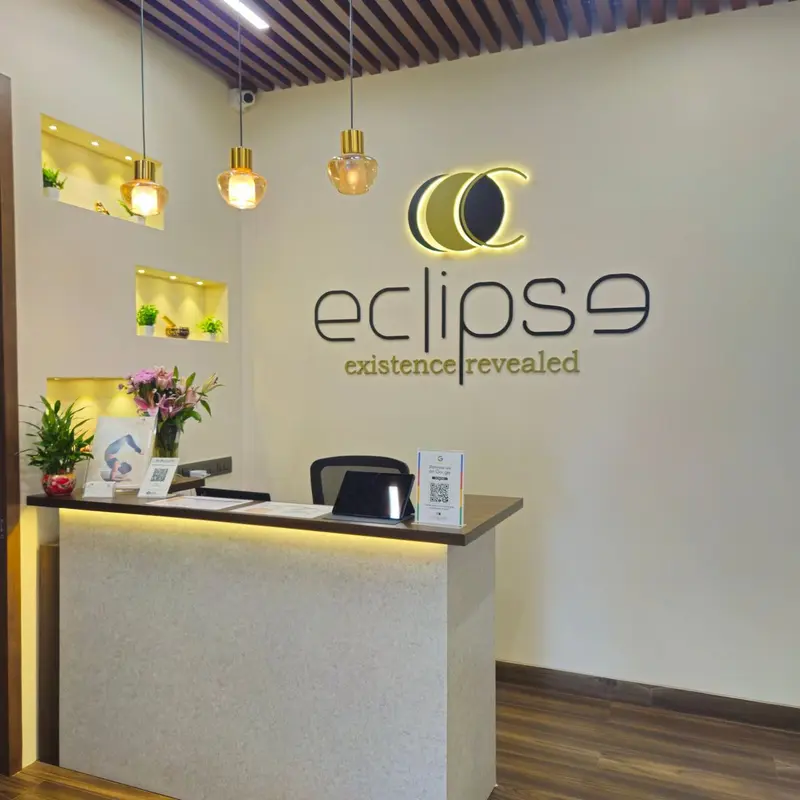 Eclipse reception with the illuminated logo